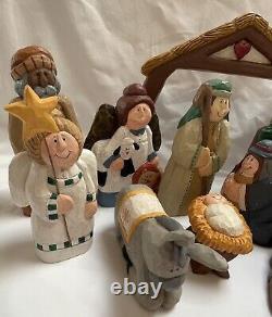 MCF Original Carvings Vintage Eddie Walker nativity scene Hand Carved Folk Art