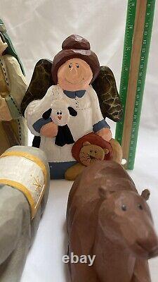MCF Original Carvings Vintage Eddie Walker nativity scene Hand Carved Folk Art