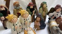 MCF Original Carvings Vintage Eddie Walker nativity scene Hand Carved Folk Art