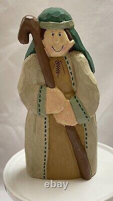 MCF Original Carvings Vintage Eddie Walker nativity scene Hand Carved Folk Art