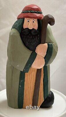 MCF Original Carvings Vintage Eddie Walker nativity scene Hand Carved Folk Art