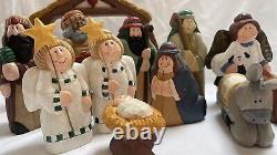 MCF Original Carvings Vintage Eddie Walker nativity scene Hand Carved Folk Art