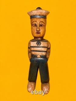 MCM Carved Wood Painted Sailor Nautical Figure Statue Sculpture