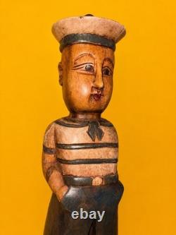 MCM Carved Wood Painted Sailor Nautical Figure Statue Sculpture