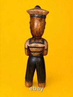 MCM Carved Wood Painted Sailor Nautical Figure Statue Sculpture