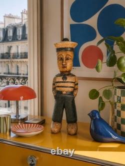 MCM Carved Wood Painted Sailor Nautical Figure Statue Sculpture