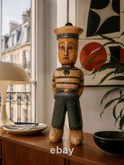 MCM Carved Wood Painted Sailor Nautical Figure Statue Sculpture