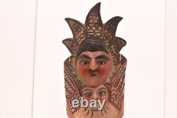 MEXICAN GUERRERO FOLK ART ANTIQUE Angel Flower Faces CARVED DANCE MASK VINTAGE