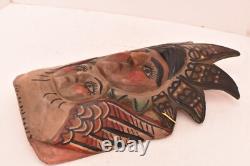 MEXICAN GUERRERO FOLK ART ANTIQUE Angel Flower Faces CARVED DANCE MASK VINTAGE