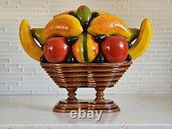 MID CENTURY ITALIAN FOLK ART BEAUTIFULLY CARVED WOOD FRUIT SCULPTURE 15x11x10