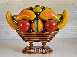 MID CENTURY ITALIAN FOLK ART BEAUTIFULLY CARVED WOOD FRUIT SCULPTURE 15x11x10