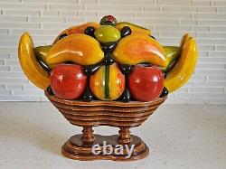 MID CENTURY ITALIAN FOLK ART BEAUTIFULLY CARVED WOOD FRUIT SCULPTURE 15x11x10