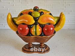 MID CENTURY ITALIAN FOLK ART BEAUTIFULLY CARVED WOOD FRUIT SCULPTURE 15x11x10