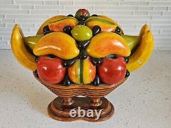 MID CENTURY ITALIAN FOLK ART BEAUTIFULLY CARVED WOOD FRUIT SCULPTURE 15x11x10