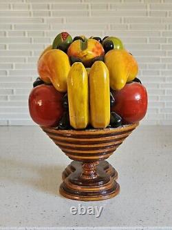 MID CENTURY ITALIAN FOLK ART BEAUTIFULLY CARVED WOOD FRUIT SCULPTURE 15x11x10