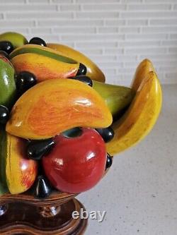 MID CENTURY ITALIAN FOLK ART BEAUTIFULLY CARVED WOOD FRUIT SCULPTURE 15x11x10