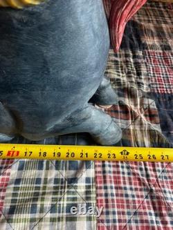 MID Century Folk Art Carved Wood Rams Head Sculpture Table Base Original Paint