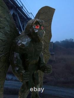 MOTHMAN -my 1 foot tall hand carved &signed wood figure