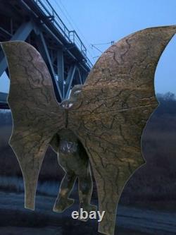 MOTHMAN -my 1 foot tall hand carved &signed wood figure