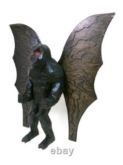 MOTHMAN -my 1 foot tall hand carved &signed wood figure