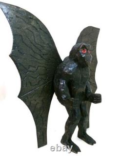 MOTHMAN -my 1 foot tall hand carved &signed wood figure