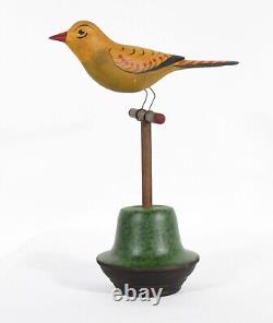 M. K. Scheel Carved Wooden Folk Art Bird 9 1/2 Tall