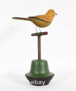 M. K. Scheel Carved Wooden Folk Art Bird 9 1/2 Tall