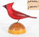 M. K. Scheel Carved Wooden Folk Art Cardinal 5 1/4 Tall