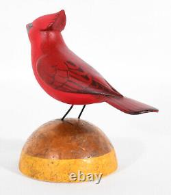 M. K. Scheel Carved Wooden Folk Art Cardinal 5 1/4 Tall