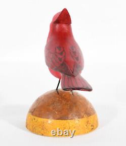 M. K. Scheel Carved Wooden Folk Art Cardinal 5 1/4 Tall