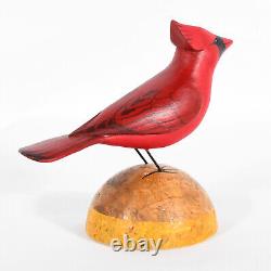 M. K. Scheel Carved Wooden Folk Art Cardinal 5 1/4 Tall