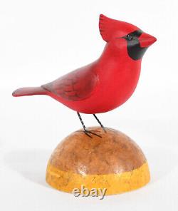 M. K. Scheel Carved Wooden Folk Art Cardinal 5 1/4 Tall