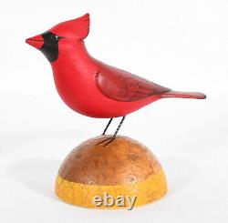 M. K. Scheel Carved Wooden Folk Art Cardinal 5 1/4 Tall