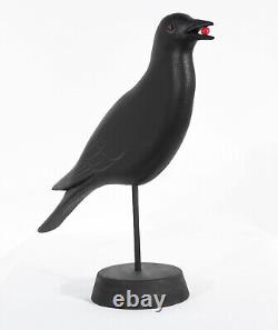 M. K. Scheel Carved Wooden Folk Art Crow 11 5/8 Tall