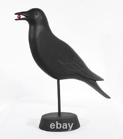 M. K. Scheel Carved Wooden Folk Art Crow 11 5/8 Tall