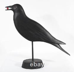 M. K. Scheel Carved Wooden Folk Art Crow 11 5/8 Tall