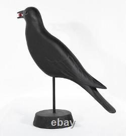 M. K. Scheel Carved Wooden Folk Art Crow 11 5/8 Tall
