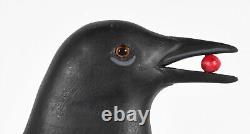 M. K. Scheel Carved Wooden Folk Art Crow 11 5/8 Tall