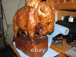 Magnificent Carved one piece Buffalo cedar wood finished