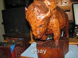 Magnificent Carved one piece Buffalo cedar wood finished