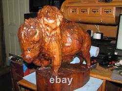 Magnificent Carved one piece Buffalo cedar wood finished