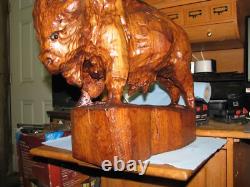 Magnificent Carved one piece Buffalo cedar wood finished