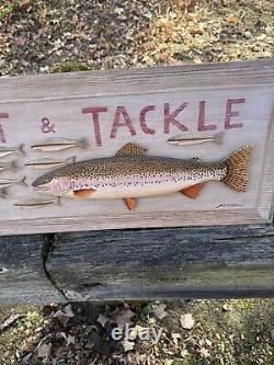 Manfred M. K Scheel Carved Wood Folk Art Fishing Trade Sign