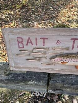 Manfred M. K Scheel Carved Wood Folk Art Fishing Trade Sign