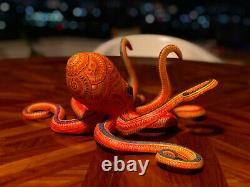 Marakame Oaxaca Alebrije Octopus Nisdo' mrax Hand painted wood carving