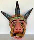 Mardi Gras Folk Art Carved Wood Devil King Snake Wall Face Mask Guerrero 14