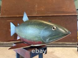 Mark Bruning Hand Carved Brook Trout Fish Decoy 21.5 Folk Art Signed MI