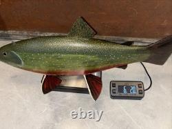 Mark Bruning Hand Carved Brook Trout Fish Decoy 21.5 Folk Art Signed MI
