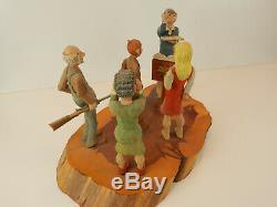 Master Carver Richard Jensen, NY Carved Wood Country Wedding Diorama -Folk Art