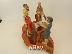 Master Carver Richard Jensen, NY Carved Wood Country Wedding Diorama -Folk Art